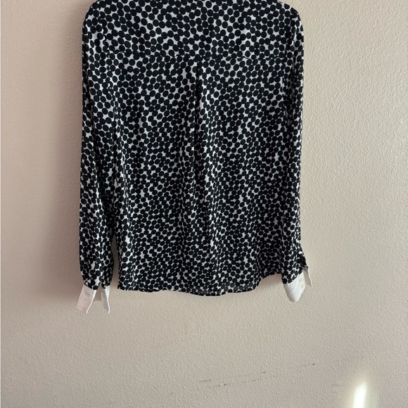 Halogen Sheer Button Down White shirt black Polkadot - Small - Picture 4 of 5